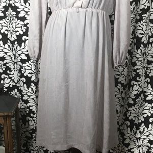 Vintage Dresses - Vintage Semi-Sheer Vertical Stripe Secretary Dress Vintage Dresses - Vintage Semi-Sheer Vertical Stripe Secretary Dress